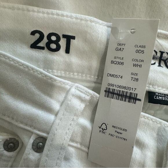 J. Crew Womens Jeans 28 Tall White 9” Mid Rise Slim Straight Leg Stretch BQ306 - Picture 6 of 7